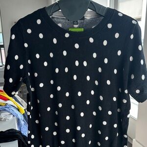 Ann Taylor Black and White Polka Dot Top